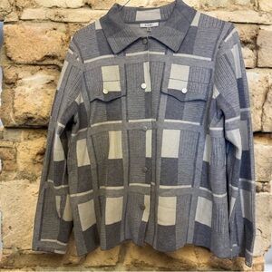 Sioni Gray Blue Checkered Button Front Cardigan Jacket Style Top‎ Women’s XL